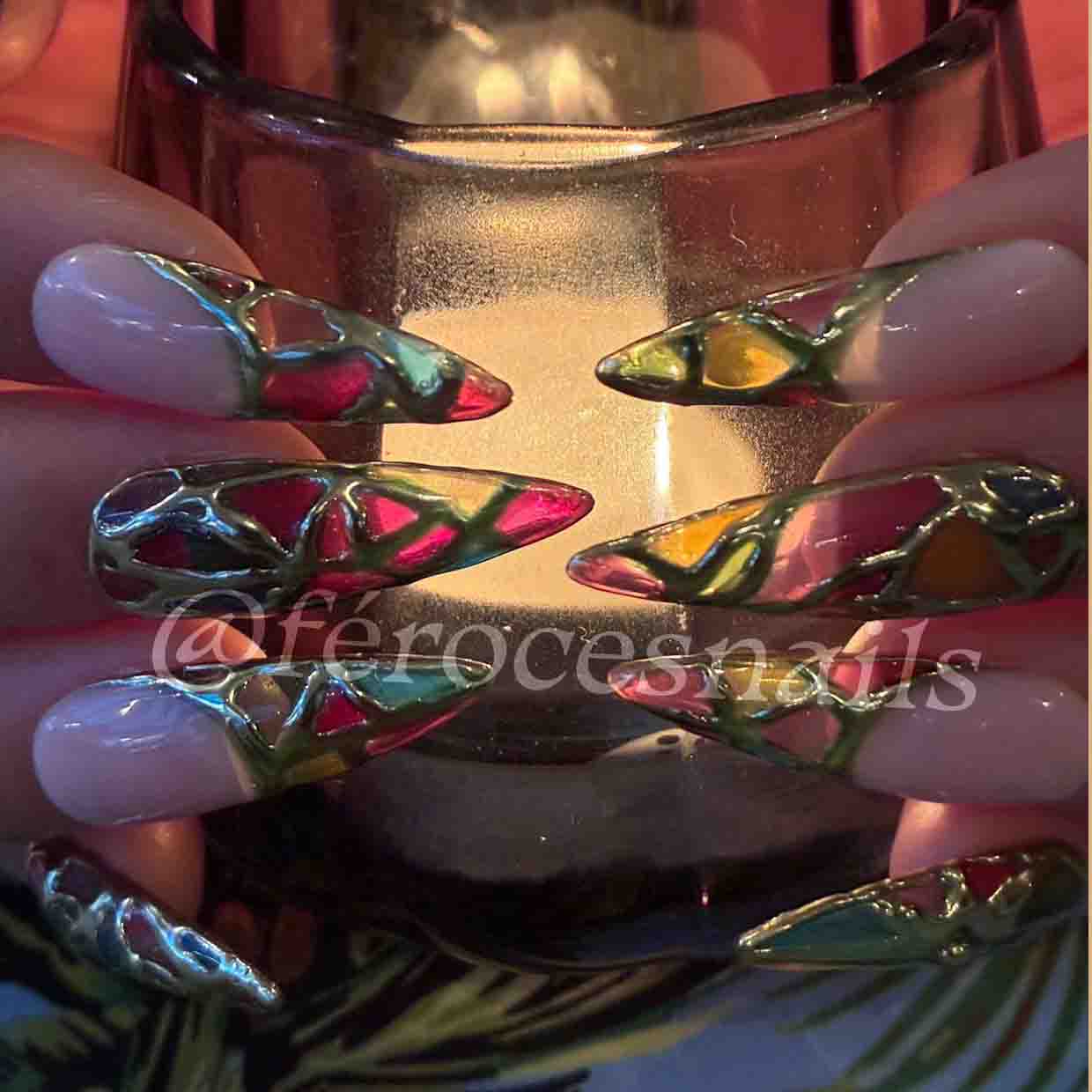 Stained glass - Press-on nails stiletto